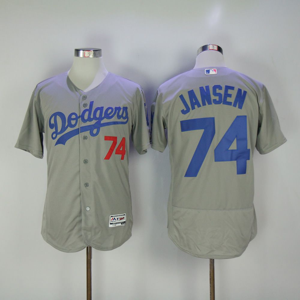 Men Los Angeles Dodgers 74 Jansen Grey MLB Jerseys